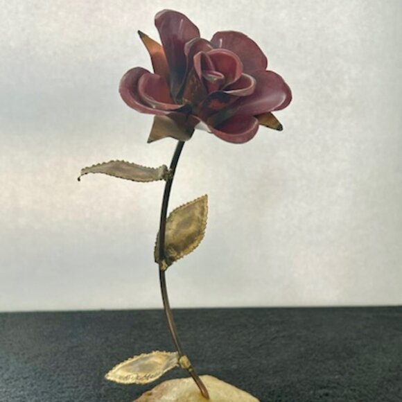 Vintage John DeMott Signed Brass Copper Flower on Base - Picture 1 of 9